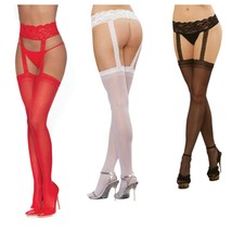 SHEER GARTER BELT PANTYHOSE Multiple Colors Regular Size - $16.99