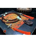 Mala, traditional Tibetan Buddhist. 108 red sandalwood beads. Real turqu... - £693.07 GBP