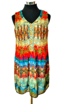 Chris Mclaughlin Dress Women&#39;s Size 14 Multicolor Island Casual Tropical Beads - £19.78 GBP