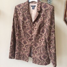 T &amp; Company Ladies Gold Brown Floral Blazer Size 14 - $19.60
