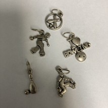 Lot Of 5 Bowling Themed Metal Charms - £13.16 GBP
