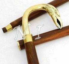 Antique Style Solid Brass Swan Head Handle Walking Stick Cane Victorian Shaft - £27.50 GBP