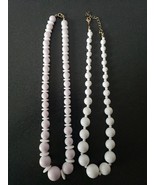 White Beaded Acrylic 18&quot; Necklaces Jewelry Lot Of 2 - $14.85