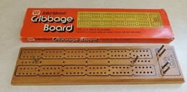 VTG Whitman Solid Wood Cribbage Board Model 4230 - Metal Pegs &amp; Instruct... - $24.55
