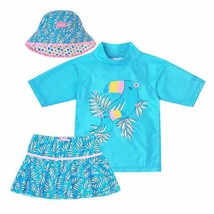 UV Skinz Kids&#39; 3-piece Swim Set  (Skirt Top &amp; Hat), Tucan Girls Sz 2T NWT - $18.01