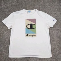 Champion Shirt Men Large White Vintage Graphic Spell Out - £5.58 GBP
