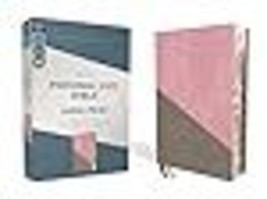 NIV, Personal Size Bible, Large Print, Leathersoft, Pink/Gray, Red Letter, Thumb - £34.97 GBP