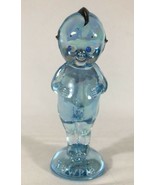 RARE Signed Painted 1981 Blue Iridescent Kewpie Glass Doll EB  - $49.50