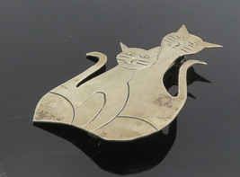 MEXICO 925 Sterling Silver - Vintage Mother Cat &amp; Kitten Brooch Pin - BP3274 - £38.63 GBP