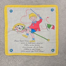 Vintage Kids Handkerchief Hobby Horse Print German Hop Hop Rider Nursery Rhyme - £17.14 GBP