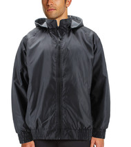 Men&#39;s Fleece Lined Removable Hood Water Resistant Windbreaker Zipper Jacket - £33.45 GBP