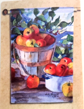 House Flag Red Apple Harvest Country Basket Green Foliage for Pole 24x36... - $14.84