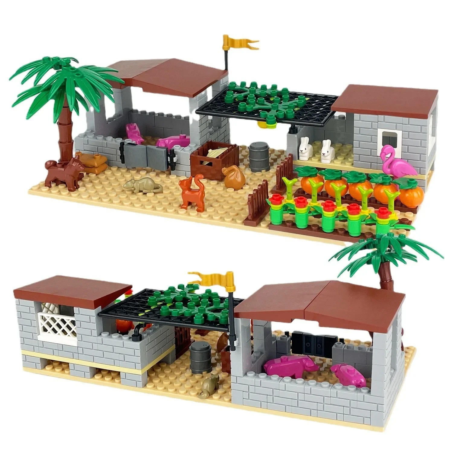 Funny Farm Vegetable Garden Animal Fruit Farm Accessories Building Block... - $31.90