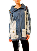 ONE TEASPOON Damen Jacke Indigo Patchwork Crest Gemütlich Blau Größe M - £58.10 GBP