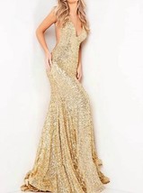 Jovani fitted v neckline sequin gown size 4 - $301.95
