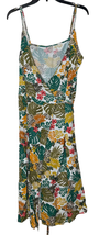 Loft Beach Tropical Linen Wrap Midi Dress Adjustable Strap Women Size Large  - £15.45 GBP