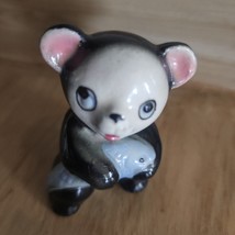 Japan Anthropomorphic Bear Holding Fish Small Figurine Vintage - $134.47 MXN