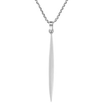 Sleek and Modern Chic Long .925 Sterling Silver Pendant Necklace - £11.78 GBP