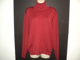 Provence D&#39;amour Size L Sweater Turtleneck Red-Rust Long Sleeves Pointelle Knit - £10.65 GBP