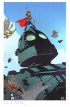 Stephen Frank SIGNED Iron Giant Movie Comic Art Print ~ Hogarth Playing Superman - £39.55 GBP
