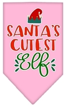 Santa&#39;s Cutest Elf Screen Print Bandana Light Pink Small - £9.11 GBP