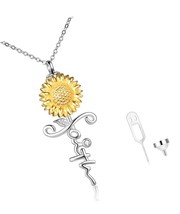 Sunflower Urn Necklaces for Ashes 925 Sterling Cross - £116.82 GBP