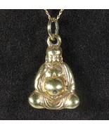 The BUDDHA Pendant Vintage Necklace Goldtone 3/4&quot; Charm All Metal 16&quot; Chain - $21.77