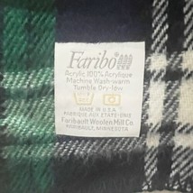 Faribo Faribault USA Acrylic Throw Blanket Green Blue Plaid  50” X 70” Flaw - $29.99