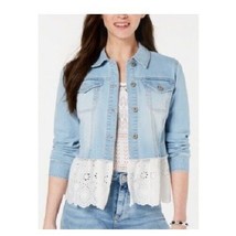 Style &amp; Co Womens M Camarillo Light Wash Denim Lace Jacket NWT CC65 - $34.29