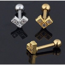 Surgical Steel Dotted Arrow CZ Stud Cartilage Helix Tragus Piercing Earring 16G - £37.92 GBP
