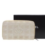 Chanel New Travel Line Coco Mark Beige Nylon Long Zip Wallet Silver HW M... - $7,565.70 MXN