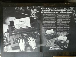 Vintage 1986 Panasonic Accu-Spell Typewriter Two Page Original Color Ad - $6.64