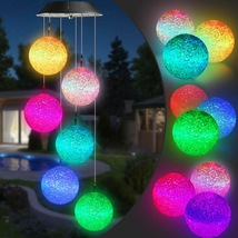 Solar Wind Chime, Color Changing Ball Wind Chimes, LED Decorative Mobile... - $17.34