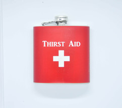 HIP FLASK Stainless Steel THIRST AID emergengy 6oz 170 ml with Screw Cap - $18.90