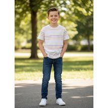 Art Class Boys Multi-Color Striped Short Sleeve T-Shirt Gray Size M 8/10 - $4.64