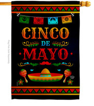 Party De Mayo House Flag Cinco 28 X40 Double-Sided Banner - £28.97 GBP
