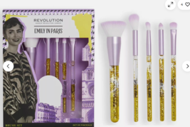 Emily In Paris Tres Chic 5-Pc Gold Glitter Makeup Brush Set By Makeup Re... - $25.71