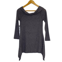 French Laundry Small Fine Ribbed Knit Cowl Neck Sweater Top Handkerchief Hem NEW - £21.57 GBP
