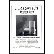 1924 Colgate Shaving Stick Vintage Print Ad Men&#39;s Grooming Shave Wall Art Photo - £8.99 GBP