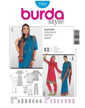 Burda 7701 Indian Traditional Sari Tunic Skirt Pants Top Pattern Size 8-20 - $19.78