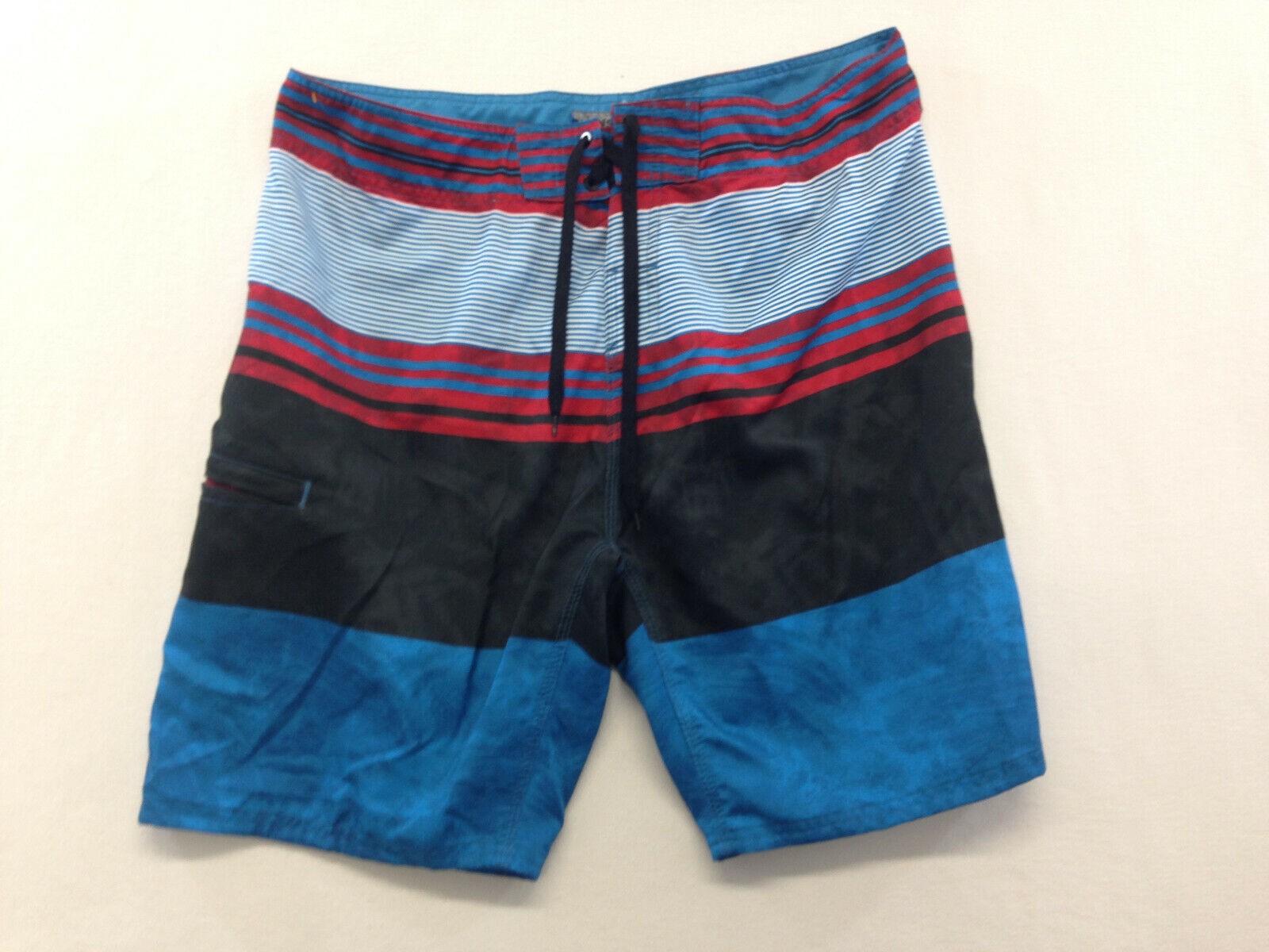 Burnside Apparel Co. Men&#39;s Size 38 Blue-Red-Black Striped Drawstring Boa... - $7.92