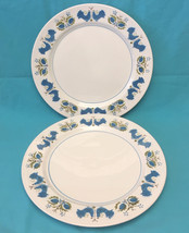 Vintage Mikasa Mediterrania Blue Bird dinner plates 4026 set of 2 chickens Japan - £9.59 GBP