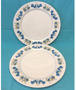 Vintage Mikasa Mediterrania Blue Bird dinner plates 4026 set of 2 chicke... - £9.56 GBP