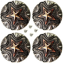 Set of 4 Conchos Western Saddle Tack 1-1/4&quot; Engraved Copper Lone Star Co560 - $21.77