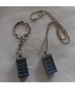 Dr. Who 3D Tardis Ball Chain Necklace Key &amp; Chain Set of 2 New Modified ... - £14.43 GBP
