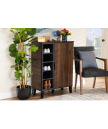 Emmali Two-Tone Walnut Brown and Gray 1-Door Shoe Cabinet - $7,648.49 MXN