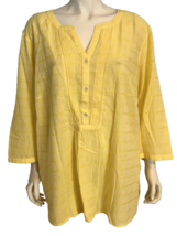 NWT Talbots Woman Yellow Striped V Neck 3/4 Sleeve Top Size 3X - £37.26 GBP