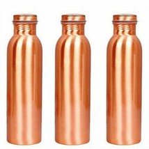 Copper Water Bottle 100%Copper For Ayurveda Health Benefits Leak Proof Set of 3 - £37.17 GBP