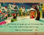 Dealer Card Merry Christmas Winter Towne Scene UNP Unused DB Postcard E12 - $9.85