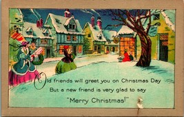 Dealer Card Merry Christmas Winter Towne Scene UNP Unused DB Postcard E12 - £7.92 GBP